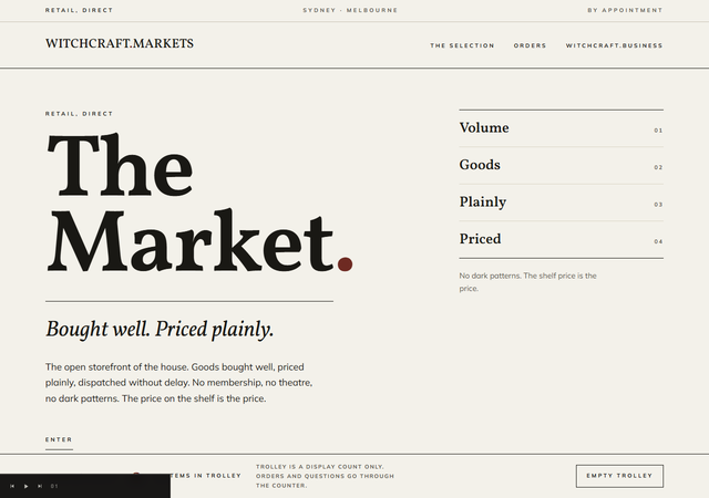 Witchcraft.markets homepage